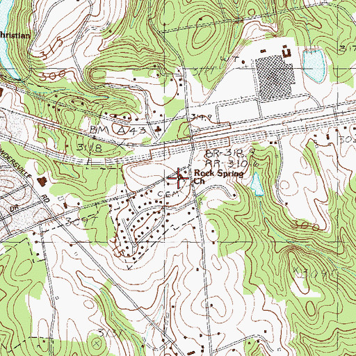 Topographic Map of Rock Spring Baptist Church, SC