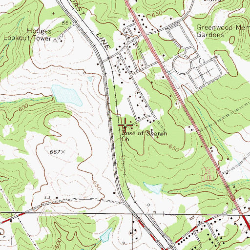 Topographic Map of Rose of Sharon Church, SC