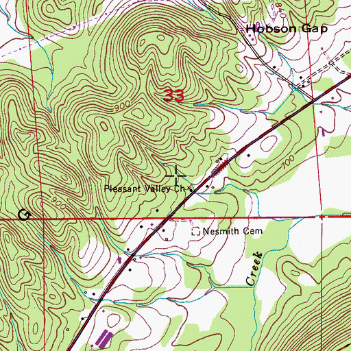Topographic Map of Pleasant Valley Church, AL