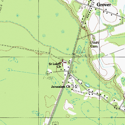 Topographic Map of Saint Lukes Church, SC