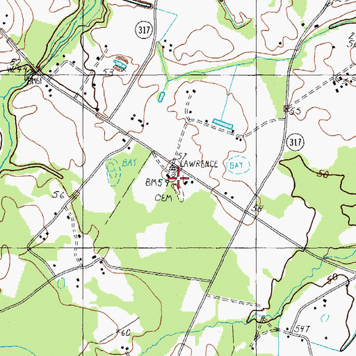 Topographic Map of Saint Marys Church, SC