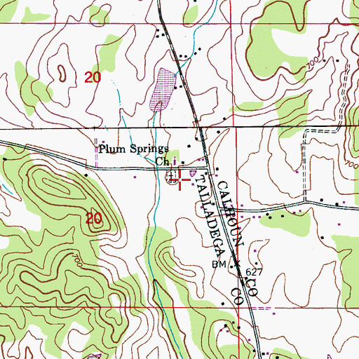 Topographic Map of Plum Springs Church, AL