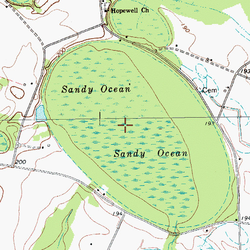 Topographic Map of Sandy Ocean, SC