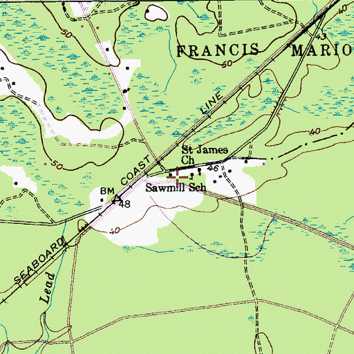 Topographic Map of Sawmill School (historical), SC