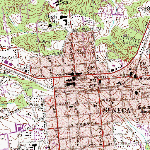 Topographic Map of Seneca, SC