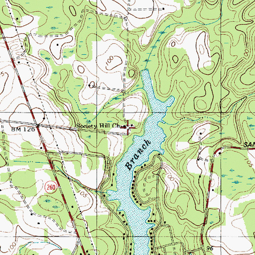 Topographic Map of Society Hill Church, SC