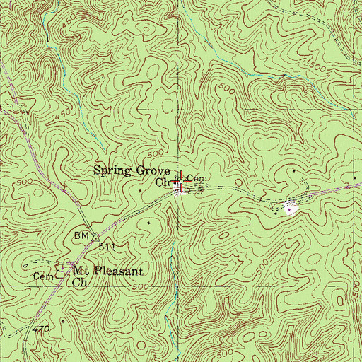 Topographic Map of Spring Grove Church, SC