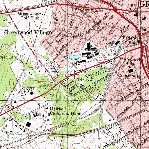 Topographic Map of Trinity United Methodist Church, SC