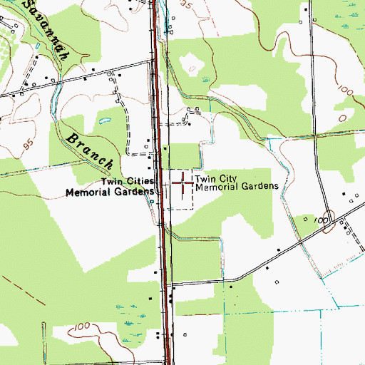 Topographic Map of Twin City Memorial Gardens, SC