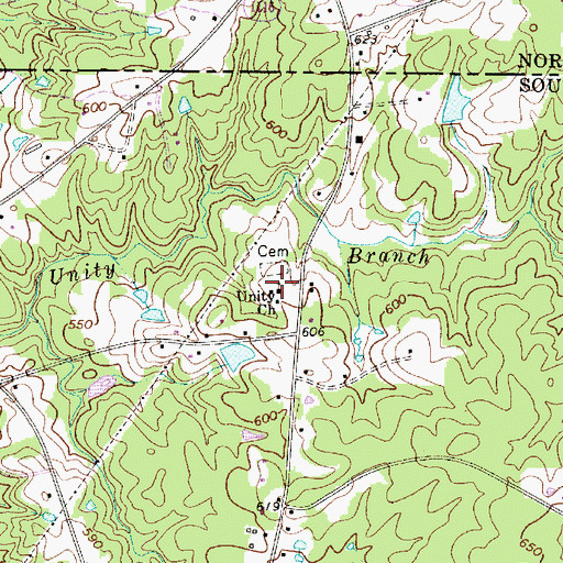 Topographic Map of Unity Church, SC