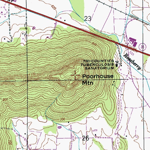 Topographic Map of Poorhouse Mountain, AL