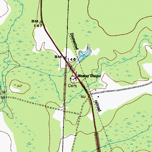 Topographic Map of Wesley Chapel, SC