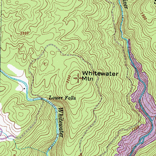 Topographic Map of Whitewater Mountain, SC