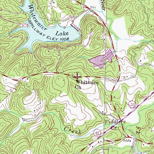 Topographic Map of Whitmire Church, SC