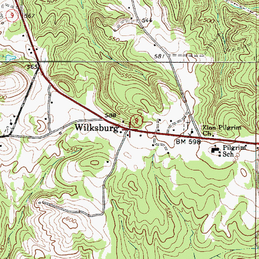 Topographic Map of Wilksburg, SC