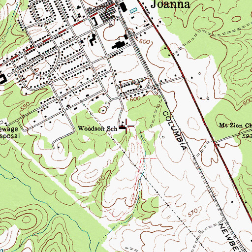 Topographic Map of Woodson School, SC