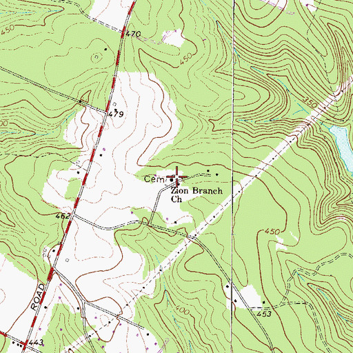 Topographic Map of Zion Branch Church, SC
