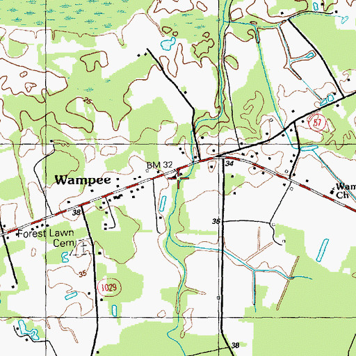 Topographic Map of Wampee Church, SC
