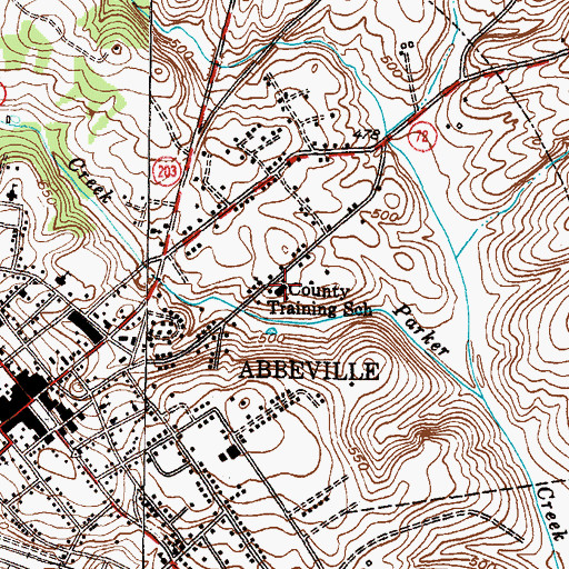 Topographic Map of Abbeville County Training School (historical), SC