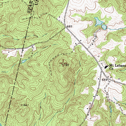 Topographic Map of Beddington Mountain, SC