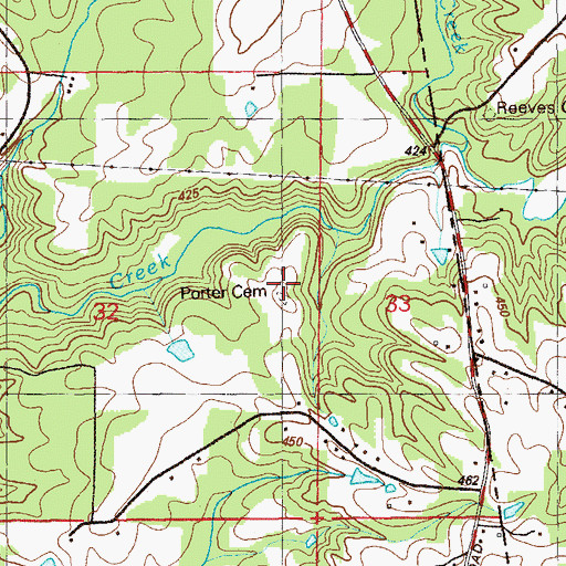 Topographic Map of Porter Cemetery, AL