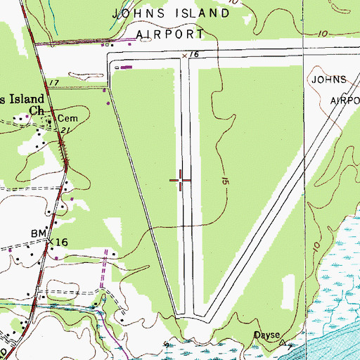 Topographic Map of Charleston Executive Airport, SC