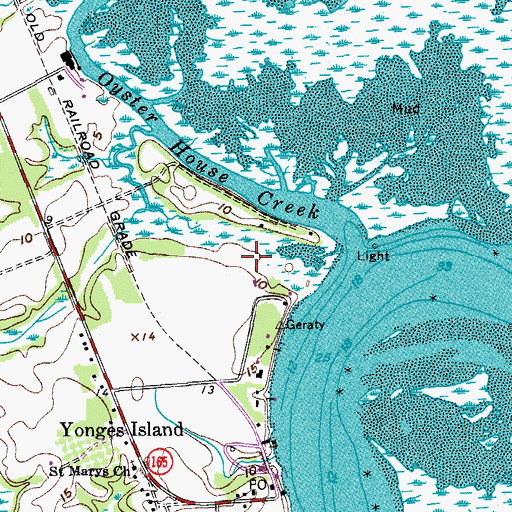 Topographic Map of Yonges Island Airport, SC