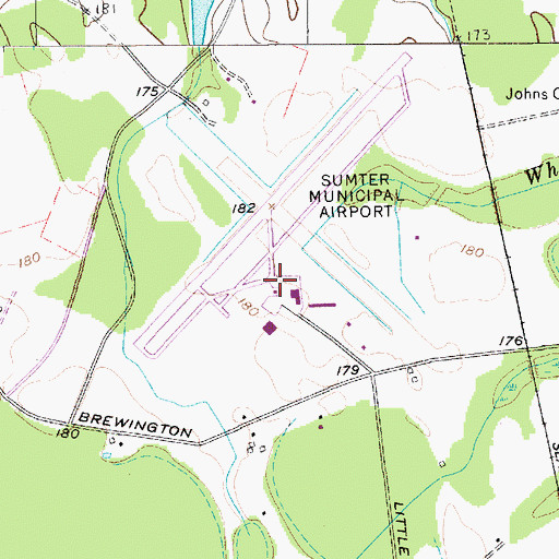 Topographic Map of Sumter Airport, SC