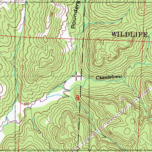 Topographic Map of Pounders Hollow, AL