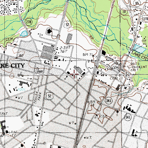 Topographic Map of Lake City Post Office, SC