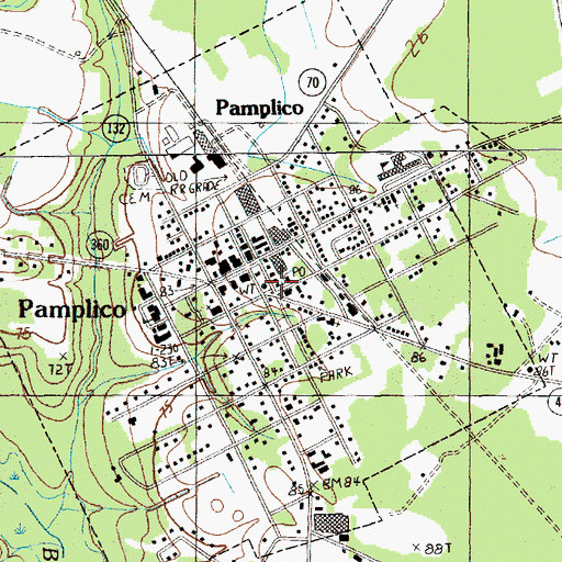 Topographic Map of Pamplico Post Office, SC