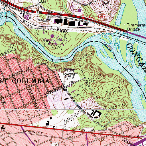 Topographic Map of WOMG-AM (Columbia), SC