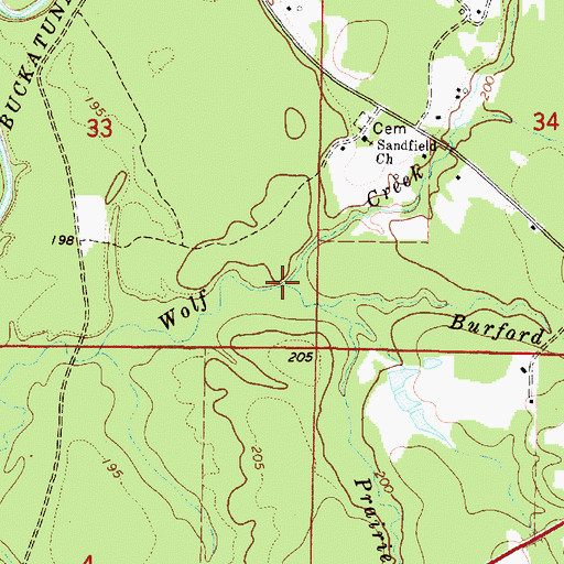 Topographic Map of Prairie Branch, AL