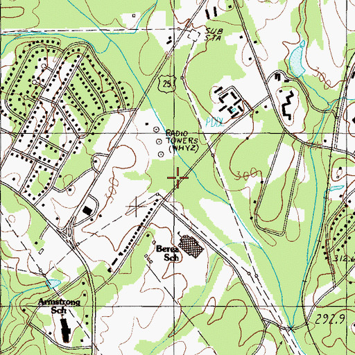 Topographic Map of WHYZ-AM (Greenville), SC