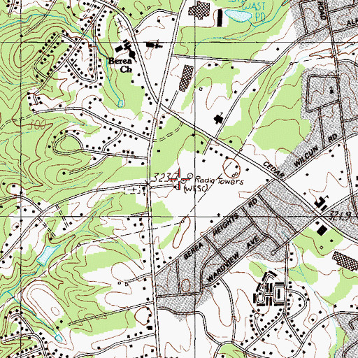 Topographic Map of WESC-AM (Greenville), SC