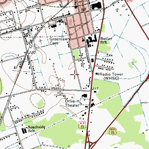 Topographic Map of WHSC-AM (Hartsville), SC