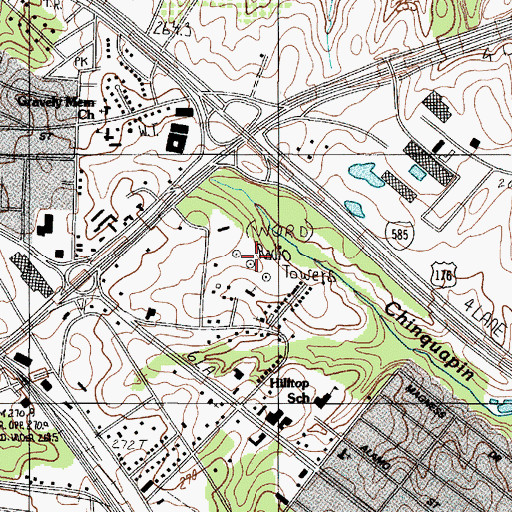 Topographic Map of WORD-AM (Spartanburg), SC