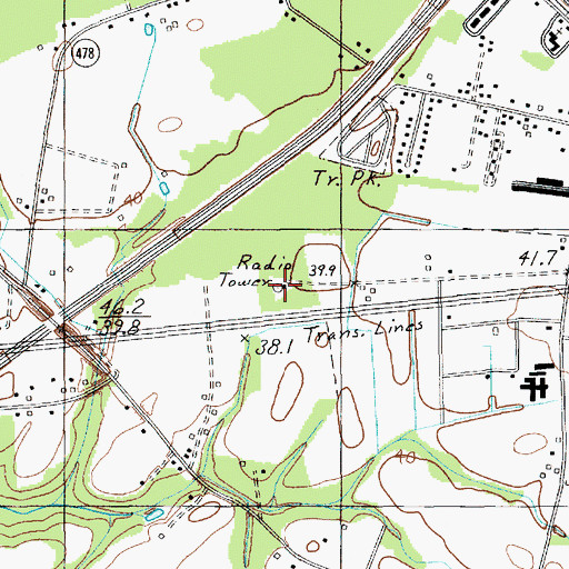 Topographic Map of WYNN-FM (Florence), SC
