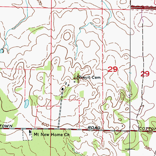 Topographic Map of Preuit Cemetery, AL