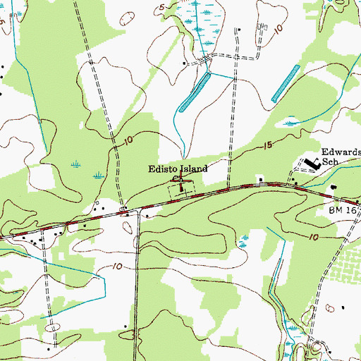 Topographic Map of Edisto Island Church, SC