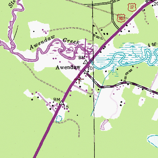 Topographic Map of Awendaw Church, SC