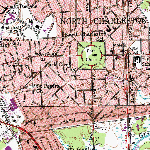 Topographic Map of Durant Avenue Church of Christ, SC
