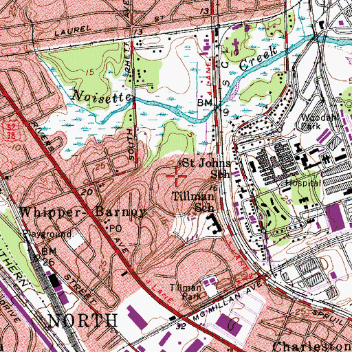 Topographic Map of George S Legare Homes, SC