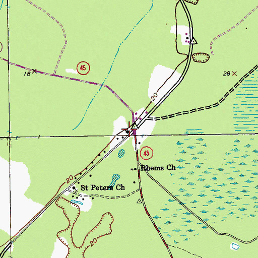 Topographic Map of Moss Swamp School (historical), SC