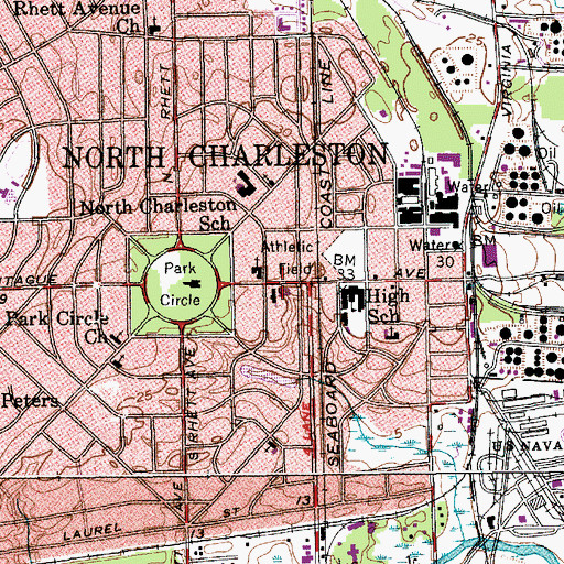 Topographic Map of North Charleston United Methodist Church, SC