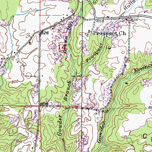 Topographic Map of Prospect Hollow, AL