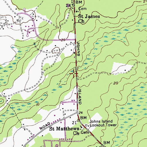 Topographic Map of Point Park Estates, SC