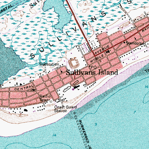 Topographic Map of Sullivans Island Post Office, SC