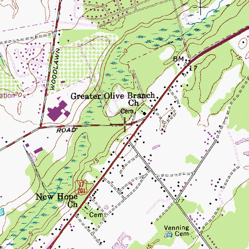 Topographic Map of Three Mile Church (historical), SC