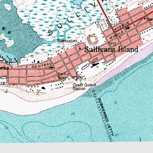 Topographic Map of United States Coast Guard Historic District, SC